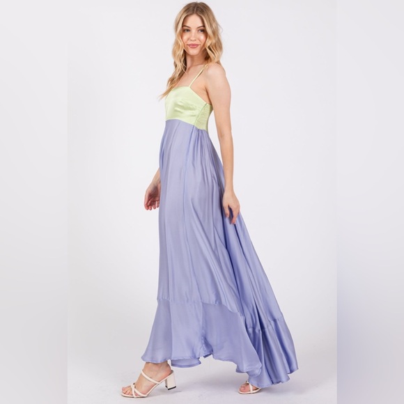 Pinkblush two tone satin maxi dress nwot - Picture 2 of 5